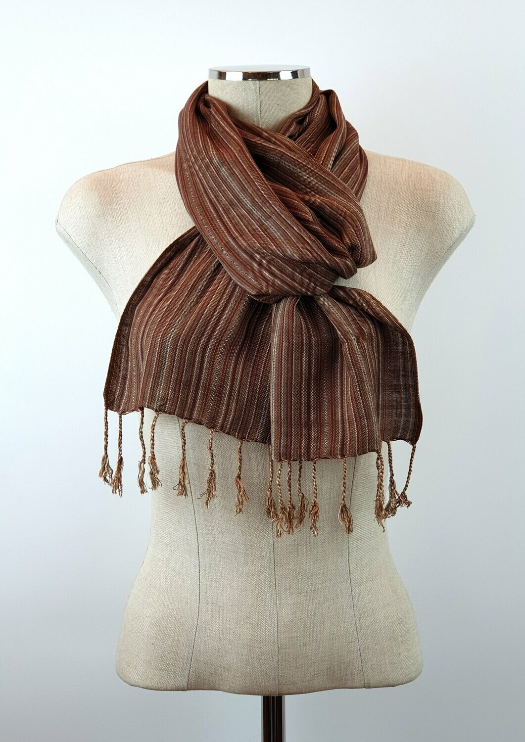 Brown Thin Stripes Small Scarf
