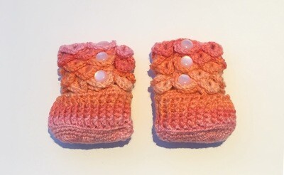 Baby Booties (Orange & Pink)