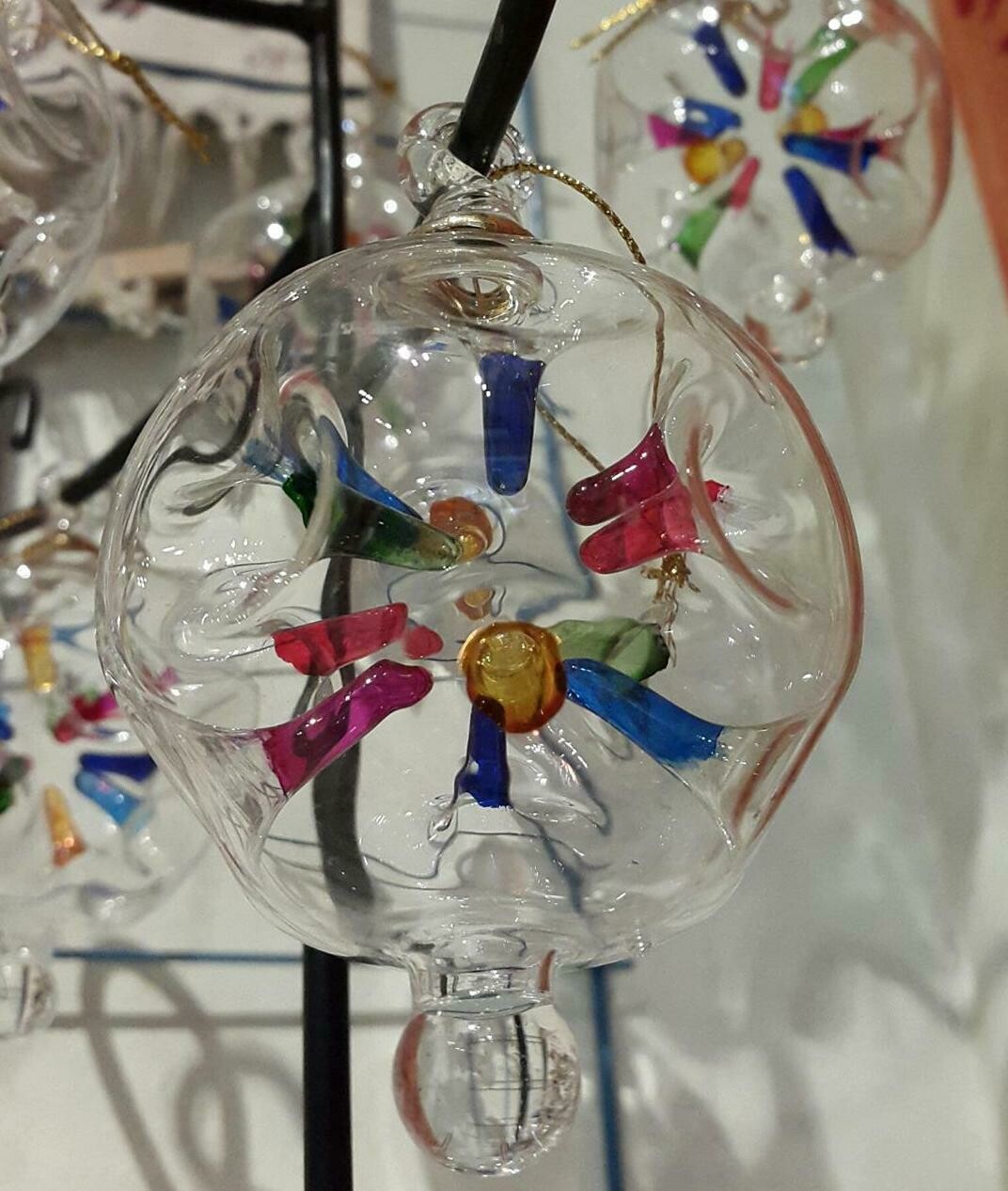 Glass Ball with Colored Holes Ornament