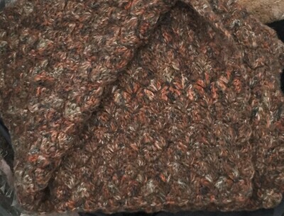 Mini Blanket: Brown Rust & Olive Mohair