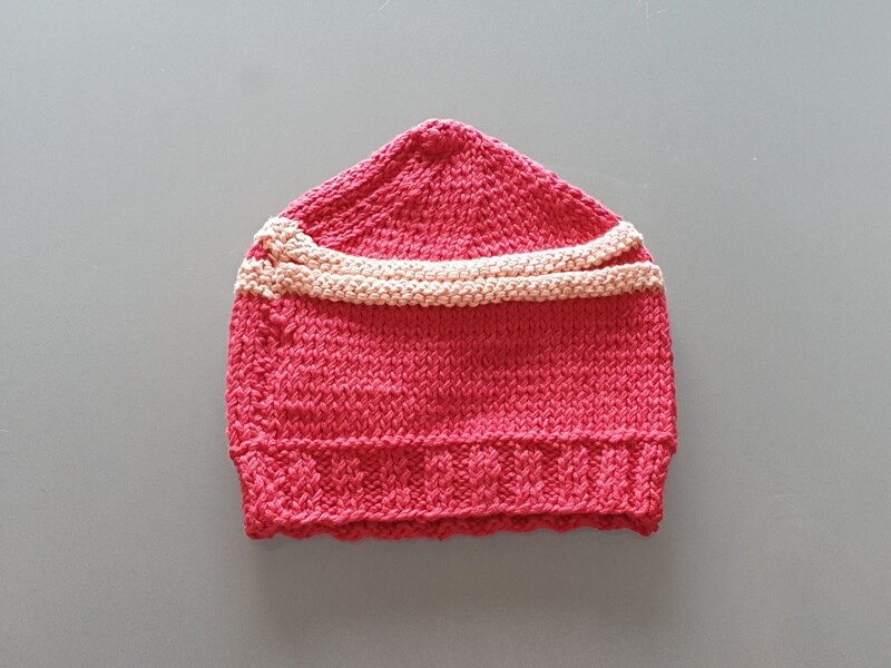 Knit Cotton Cap Red &amp; Pink (Large)