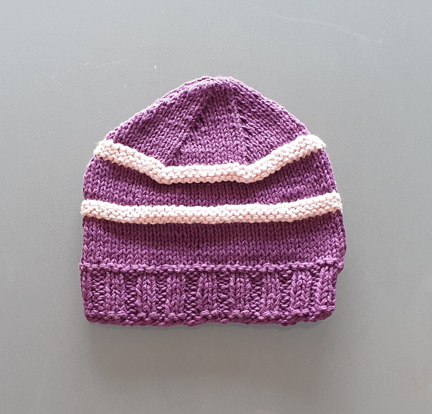 Knit Cotton Cap: Purple &amp; Pink