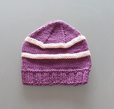 Knit Cotton Cap: Purple & Pink