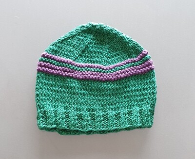 Knit Cotton Cap: Green & Purple