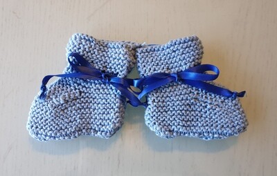 Baby Booties: Light Blue with Blue Ribbon