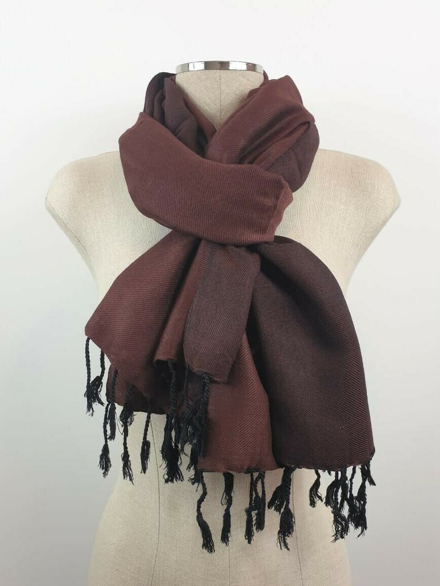 Double-face Shawl: Brown & Black