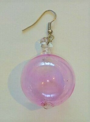 Glass Earrings Round:  Pink