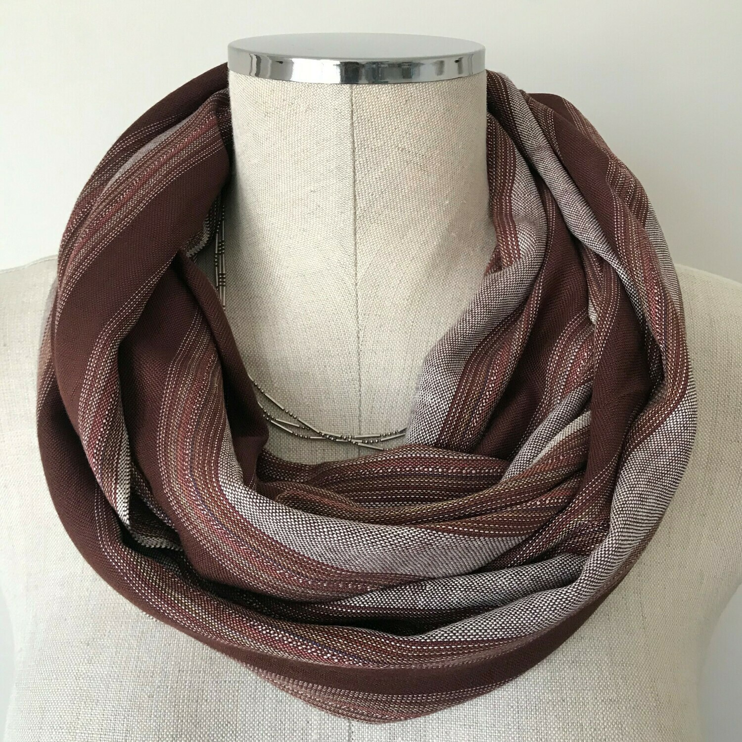 Infinity Small Scarf Wide Brown Stripes