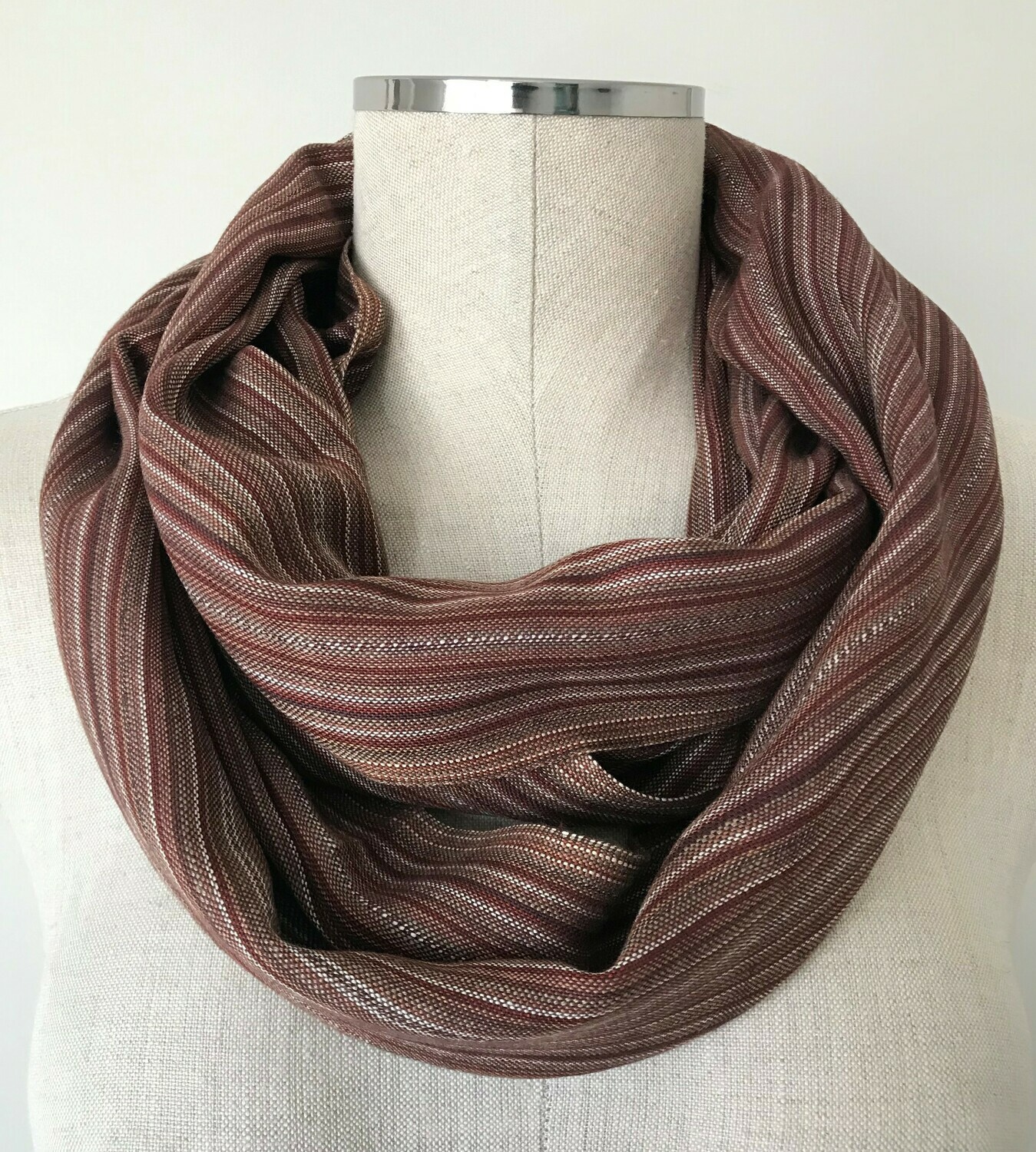 Infinity Small Scarf Thin Brown Stripes