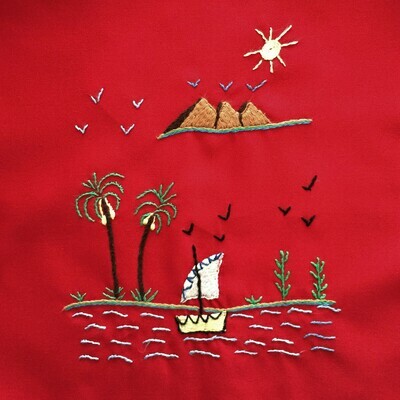 Tote Bag: Red: Pyramids on the Nile