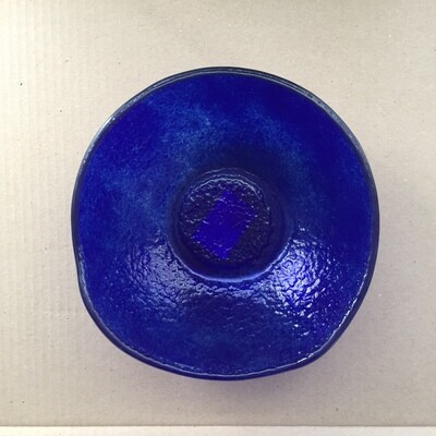 Royal Blue Fused Glass Bowl: Large