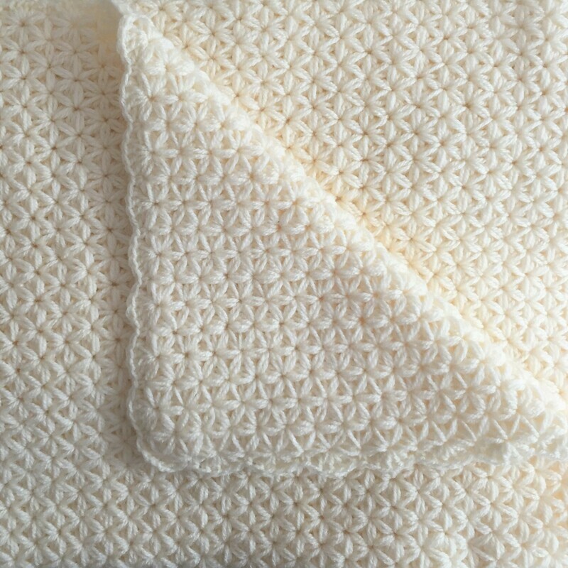 Baby Blanket: Jasmine Stitch: Cream