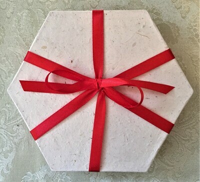 Gift Box, recycled rice paper, hexagonal natural colour