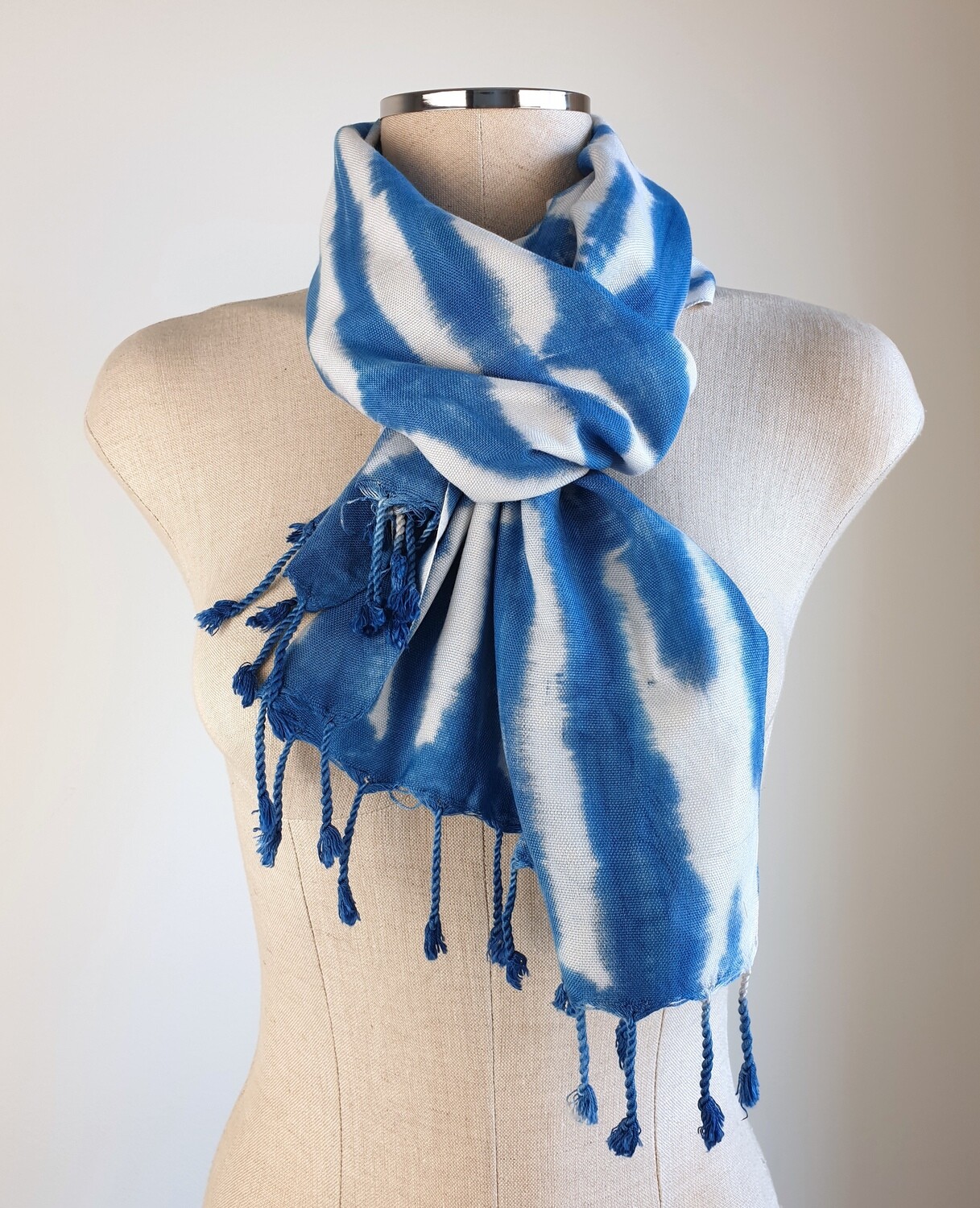Hand-dyed Blue & White Stripes Scarf