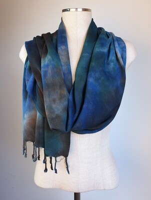 Hand-dyed Blue & Brown Mix Scarf