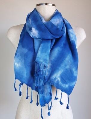 Hand-dyed Blue & Sky Blue Scarf