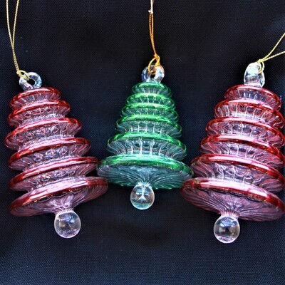 Set of 3 Tree Glass Ornaments