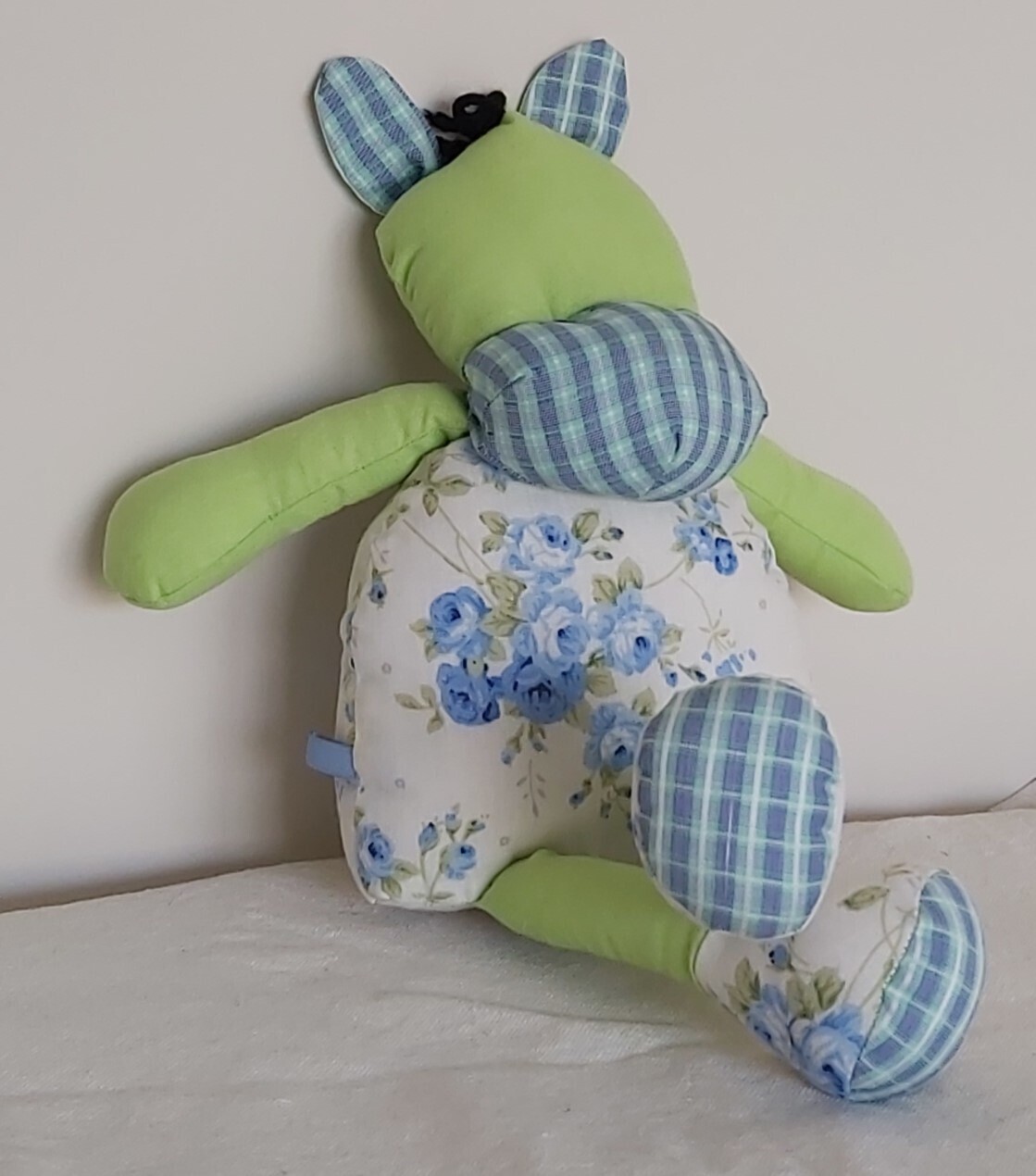 Mama Moo in Lime green and blue flowers