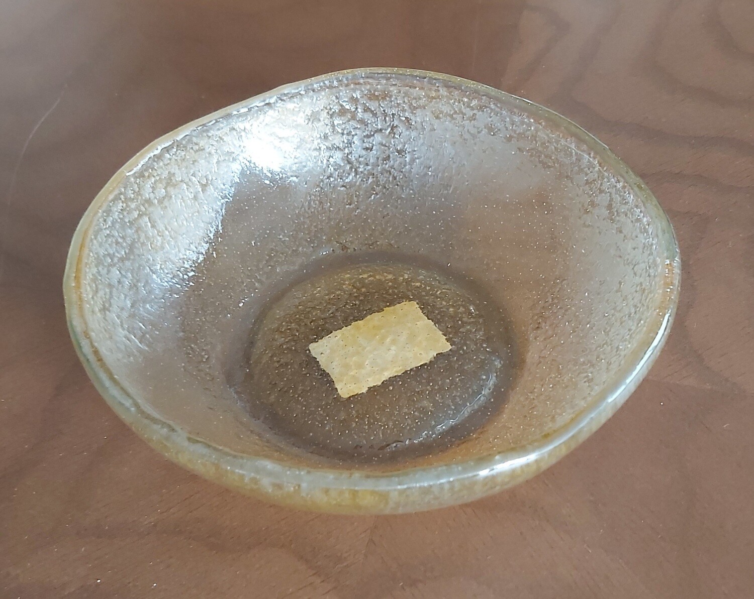 Honey Coloured Large Fused Glass Bowl