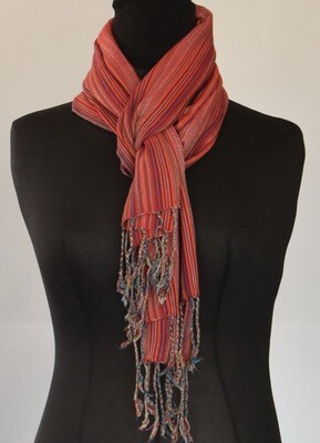 Red Mix Thin Stripes Small Scarf