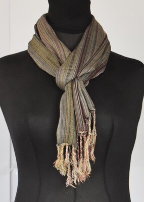 Green & Brown Thin Stripes Small Scarf
