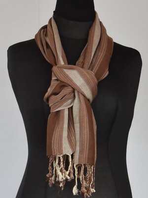 Brown Wide Stripes Small Scarf