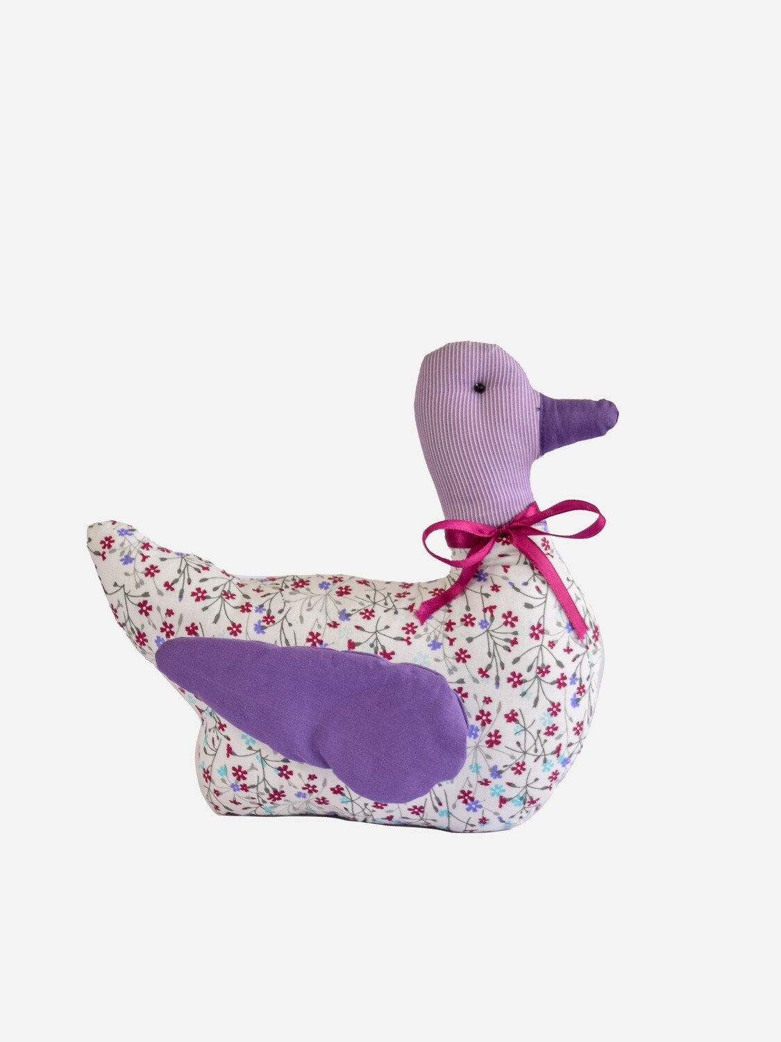 Floral Duck with purple wings and beak, Medium