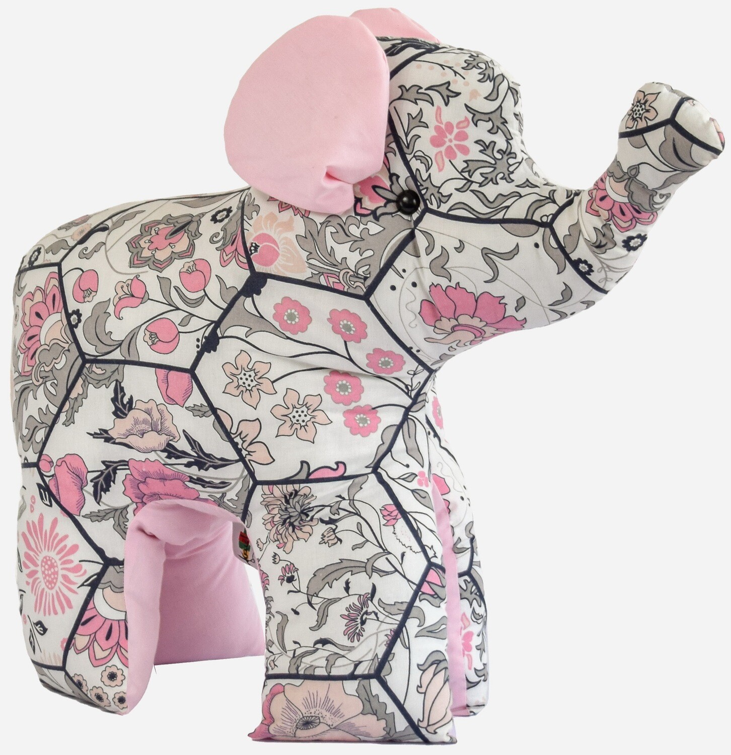 Floral print Elephant with pink ears, Large