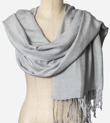 Plain Silver Grey wide Scarf