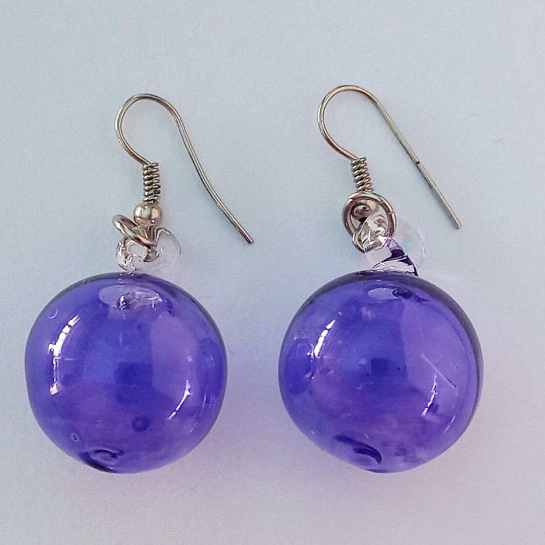 Glass Earrings Round: Purple