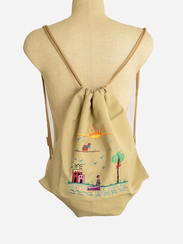 Backpack Beige: Peaceful Day on the Nile