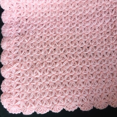 Baby Blanket: Jasmine Stitch: Pink