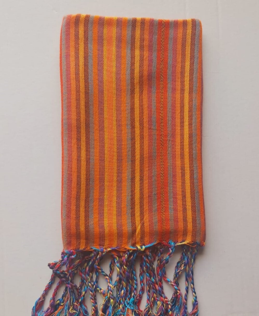 Orange Wide Stripes Small Scarf