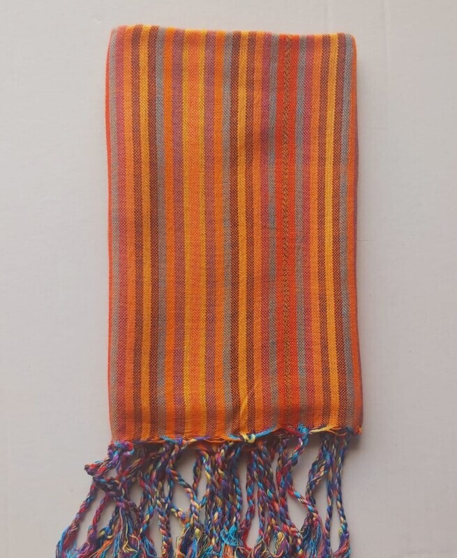Orange Wide Stripes Small Scarf