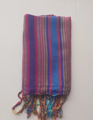 Turquoise & Purple stripes Small Scarf