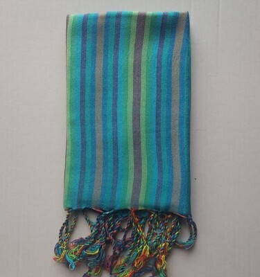 Turquoise & Red & Yellow & Green Stripes Small Scarf