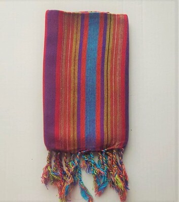 Turquoise & Red & Yellow Stripes Small Scarf