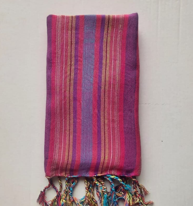 Purple & Turquoise & Yellow Stripes Small Scarf