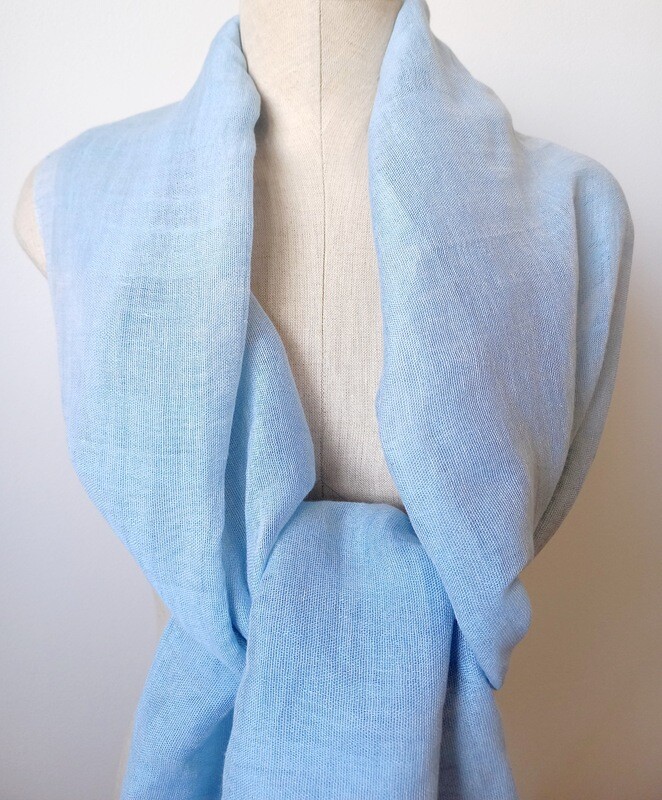 Linen Shawl: powder blue