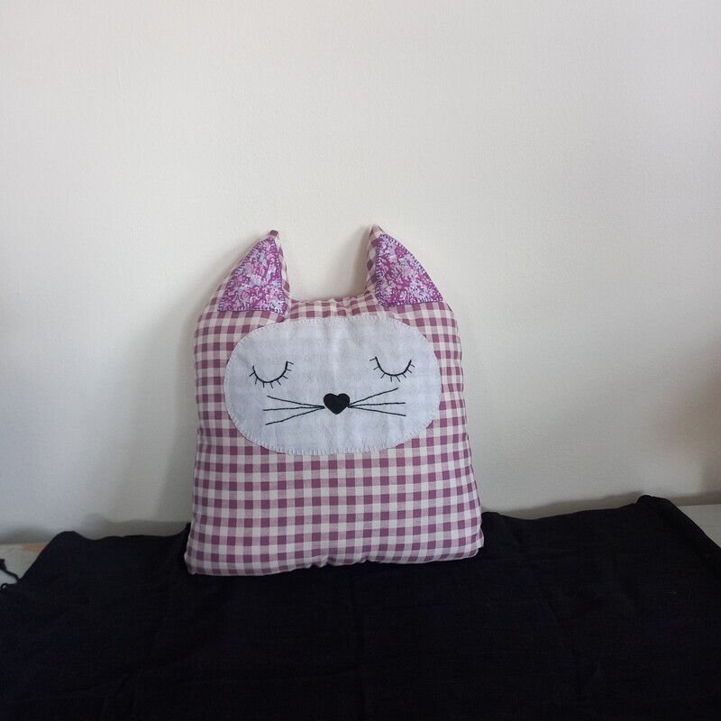 Cat Cushion Purple squares (Large)
