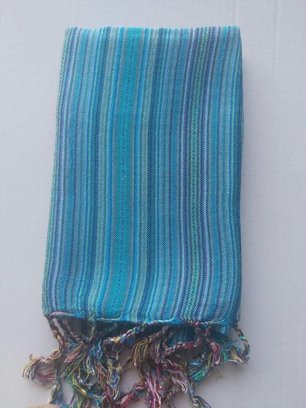 Turquoise stripes Small Scarf