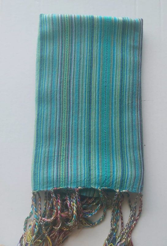 Greenish Turquoise stripes Small Scarf