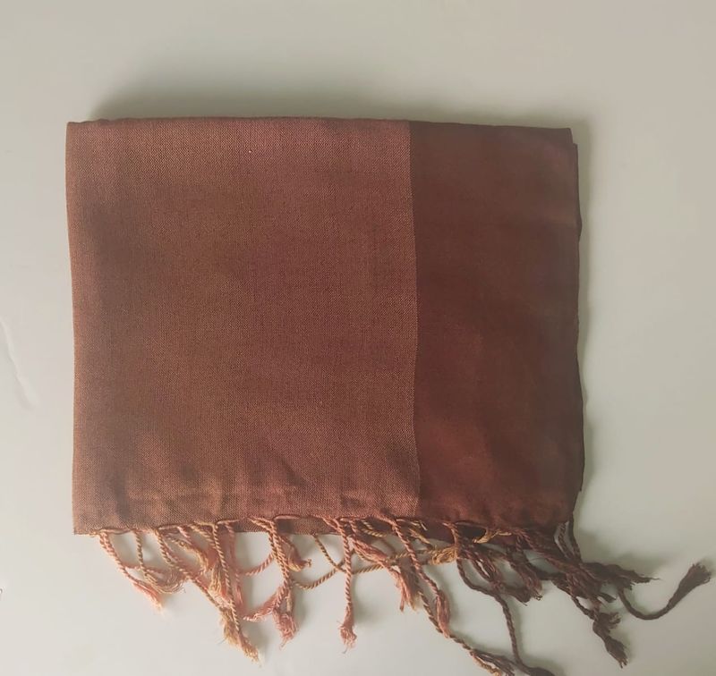 Striped 60cm Wide Shawl Brown