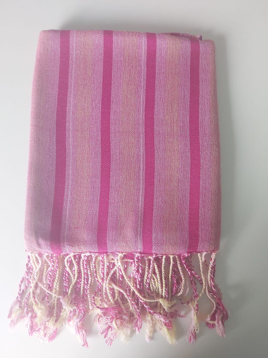 Striped 80cm Wide Shawl: Pink and Fuchsia