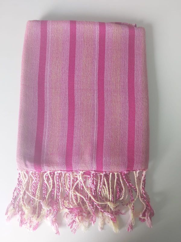 Striped 80cm Wide Shawl: Pink and Fuchsia