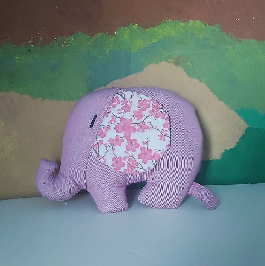 Mini Elephant: Pink with pink flower Ears