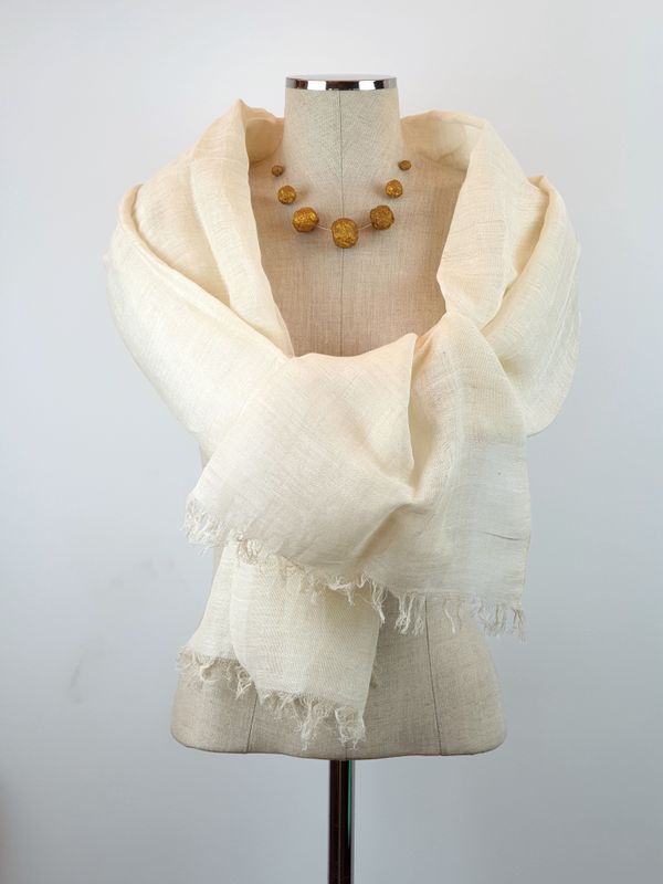Linen Shawl:  Off-White