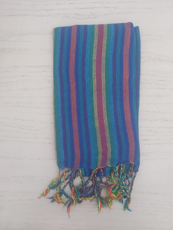Blue Rainbow Stripes Small Scarf