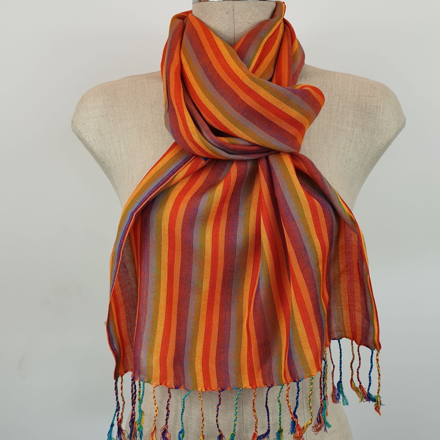 Orange Rainbow Stripes Small Scarf