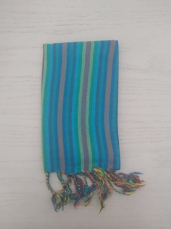 Turquoise Rainbow Stripes Small Scarf